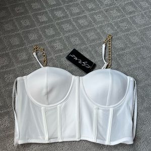 White zip up corset